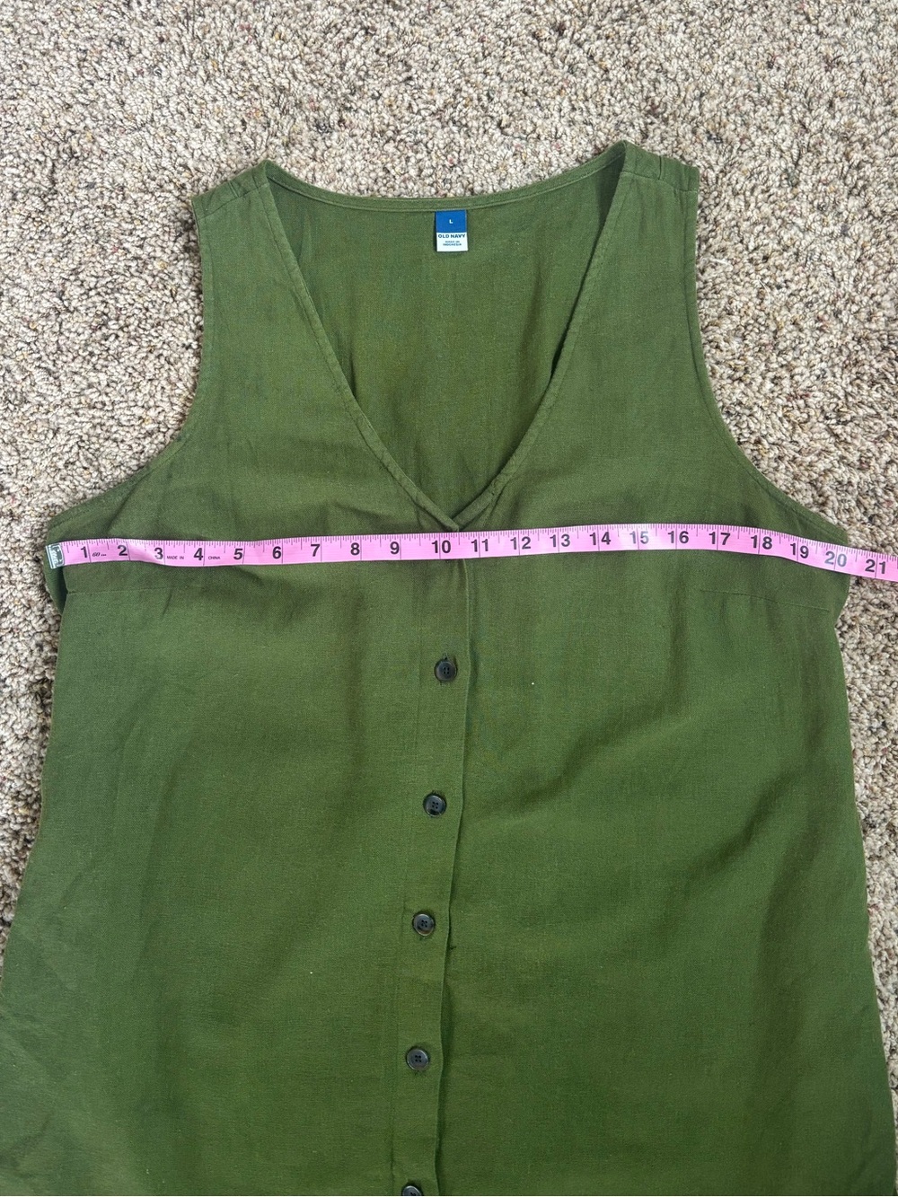Olive Green Button-Front Sleeveless Midi Dress - Picture 6 of 7